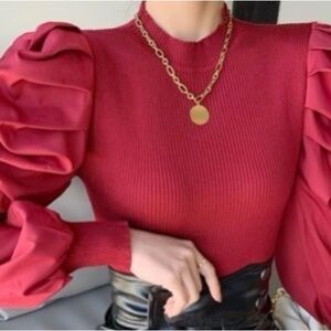 New York & Company Vibrant Red Knit Top